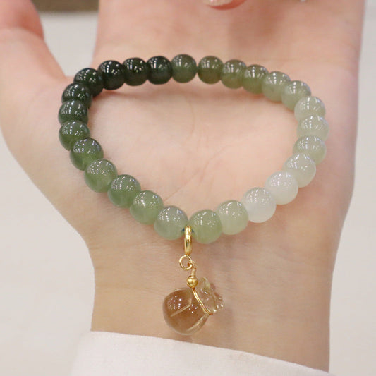 Lucky Bag  gradient Emerald Jade stone bracelet