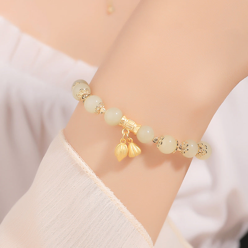 Natural Lotus Seed Emerald Jade Stone Bracelet