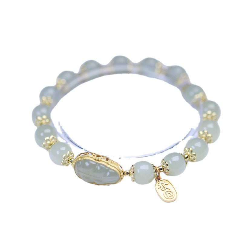 Wealth Leaf Emerald Jade Stone Bracelet