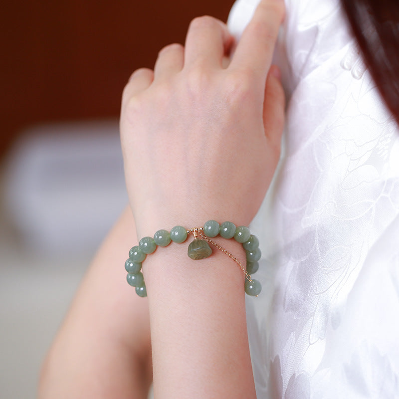 Fortune lotus  Natural Emerald Jade stone Bracelet