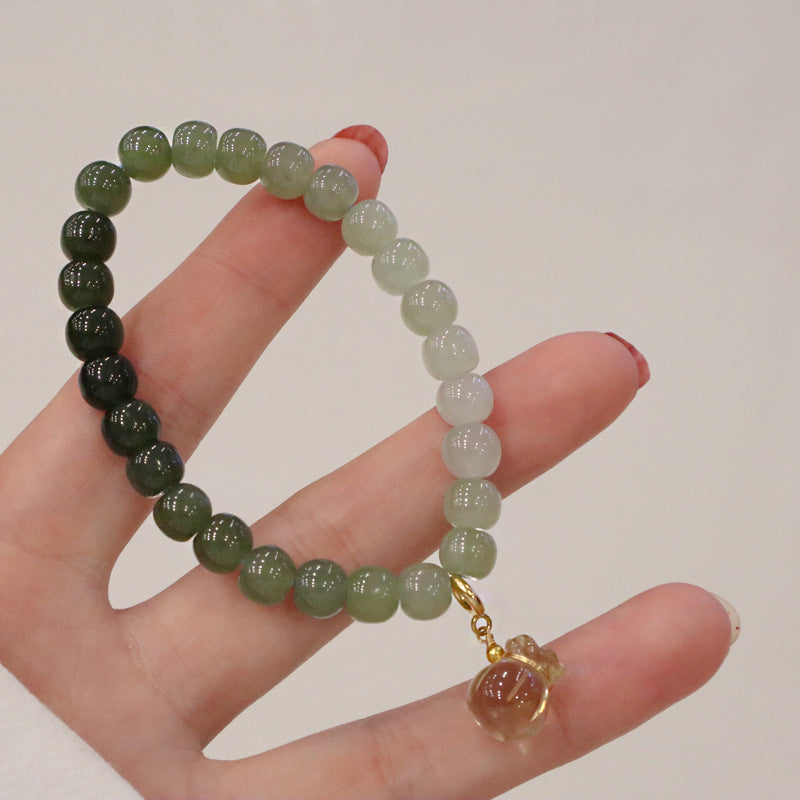 Lucky Bag  gradient Emerald Jade stone bracelet