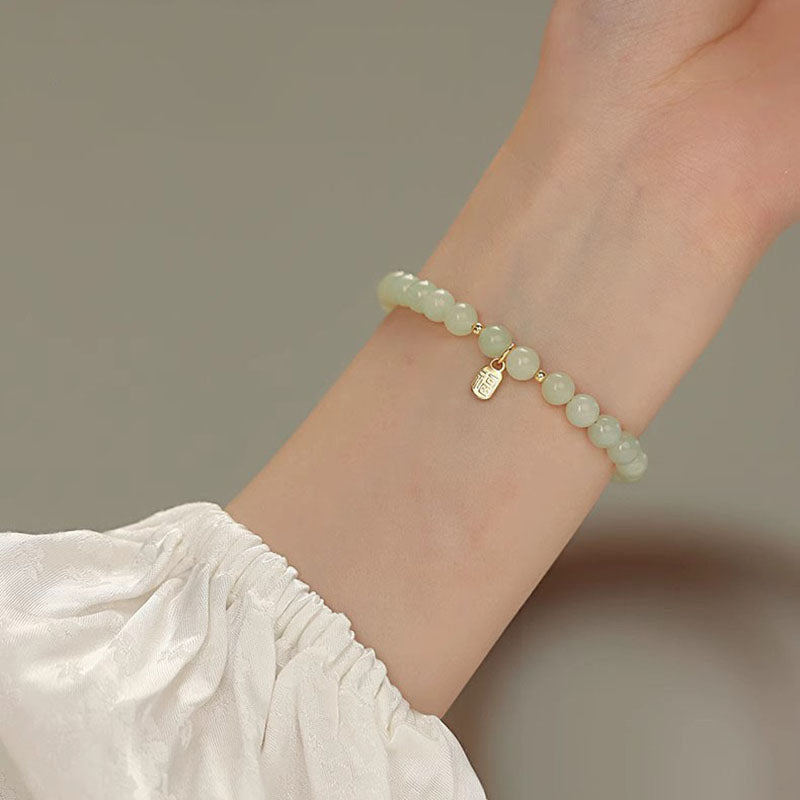 Pearl Emerald Jade Stone Bracelet