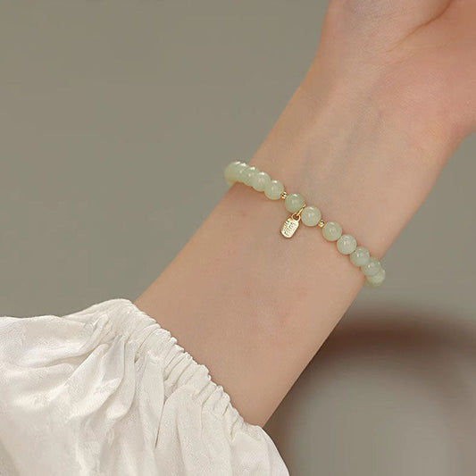 Pearl Emerald Jade Stone Bracelet