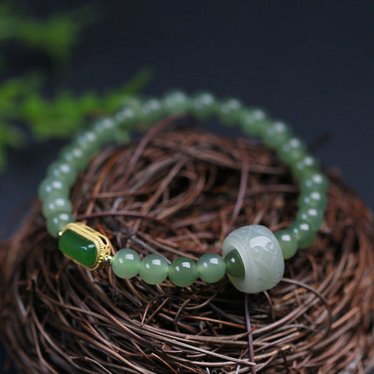 Practice  Natural Emerald Jade stone Bracelet