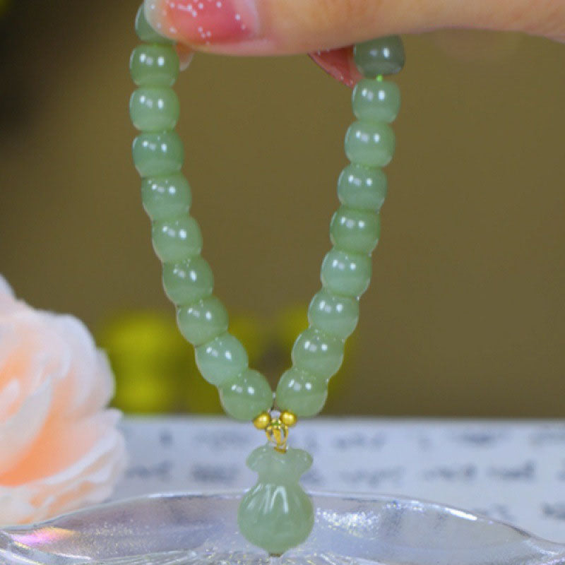 Fortune  Money bag Emerald Jade Stone bracelet