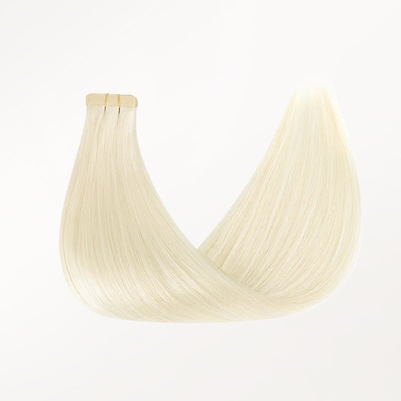 Platinum Blonde (60A) Tape-Ins 50g – 100% Remy Human Hair.