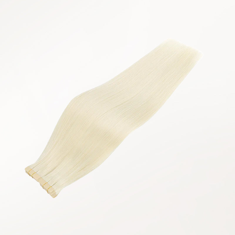 Platinum Blonde (60A) Tape-Ins 50g – 100% Remy Human Hair.