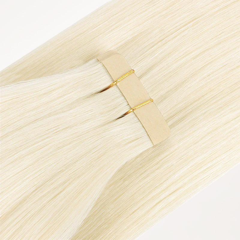 Platinum Blonde (60A) Tape-Ins 50g – 100% Remy Human Hair.